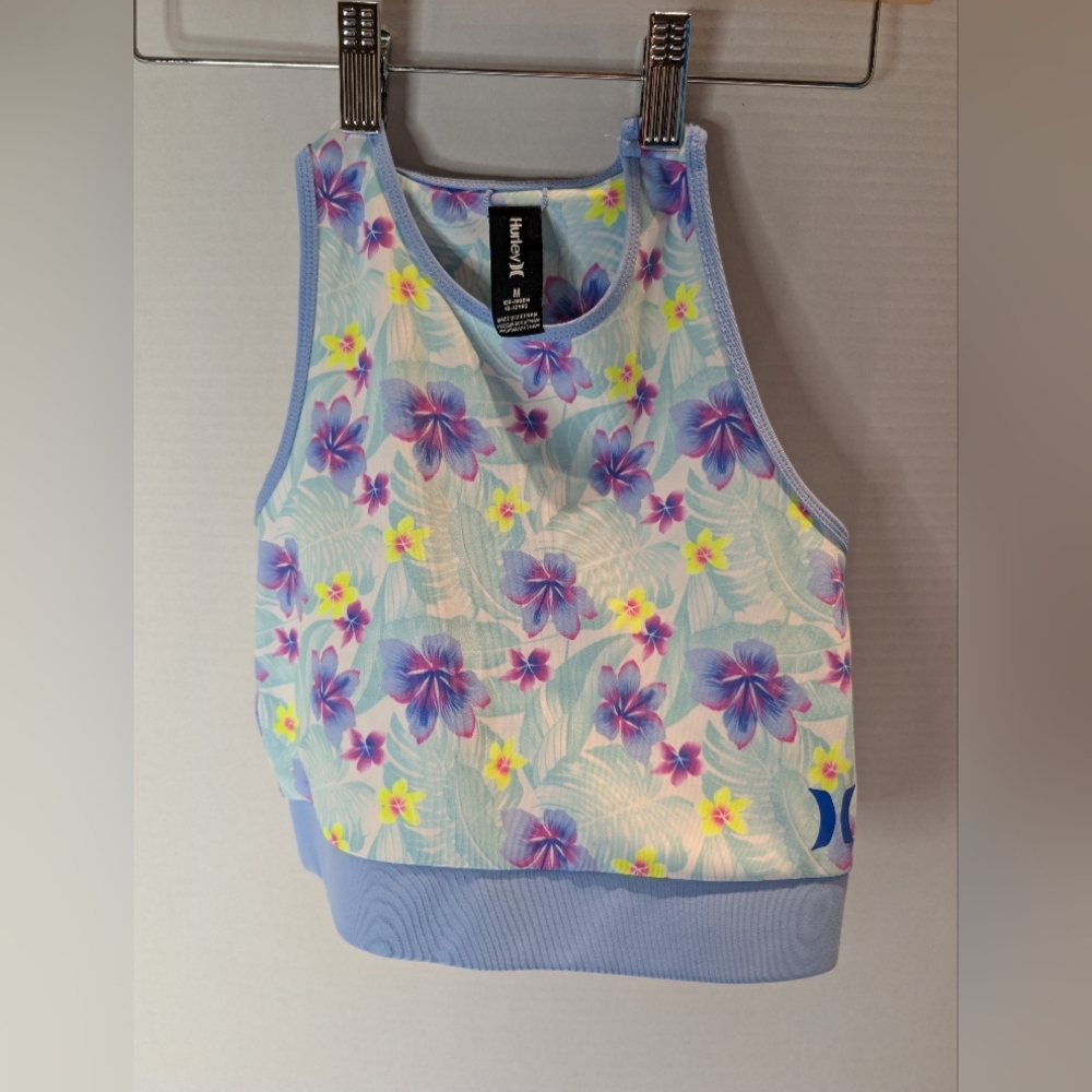 Hurley Floral Tank Top with Blue and Yellow Accents